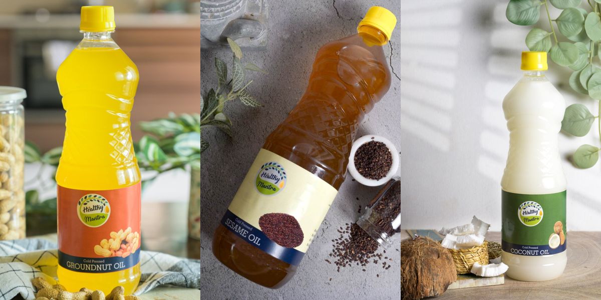 A lineup of cold pressed cooking oils